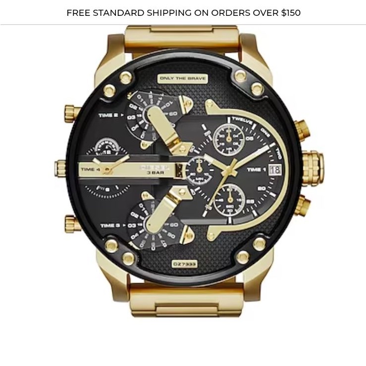 Brand New With Box Diesel Mr Daddy 20 WatchBlack And Gold Stainless Steel 57
